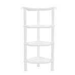 SLZBCY Tier Köşe Duş Çerçevesi, Paslanmaz, Plastik Duş Organizatörü, Banyo, Küvet, Duş Tavası, Banyo Aksesuarları Duş Rafları, 33,5 x 25 x 33,5 cm, Beyaz (Yuvarlak Yuva Beyaz 4 Katlı)