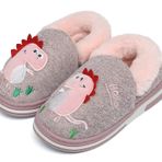 Smajong 9F9BXN6D Clogs Gri Pembe Renk Dinazor Desenli Kaymaz Taban Unisex Ev Terliği