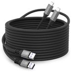 SMALLElectric Ekstra Uzun USB Tip-C 16ft Hızlı Şarj Kablosu, USB C'den A'ya Hızlı Şarj Kablosu 16 Ayak 2'li Paket Uyumlu Samsung Galaxy S10 S9 S8 Plus, Not 10 9 8 için Örgülü Tip C Şarj Cihazı, LG V50 V40 G8 G7