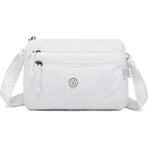 Smart Bags Beyaz Kadın Omuz Çantası Hafif Kumaş Çok Cepli Çapraz Uzun Askılı - Standart