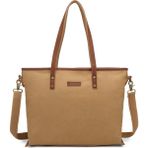 Smart Bags Camel Kadın Omuz Çantası Büyük Boy Kanvas Kumaş Hakiki Deri Detaylı - Standart - Camel - Taba