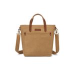 Smart Bags Camel Kadın Omuz Çantası Kanvas Kumaş Hakiki Deri Detaylı Uzun Askılı