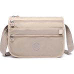 Smart Bags Çok Cepli Günlük Orta Boy Su Geçirmez Krınkıl Kumaş Kadın Omuz Çantası Bej