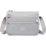 Smart Bags Çok Cepli Günlük Orta Boy Su Geçirmez Krınkıl Kumaş Kadın Omuz Çantası Buz Gri