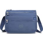Smart Bags Çok Cepli Günlük Orta Boy Su Geçirmez Krınkıl Kumaş Kadın Omuz Çantası Mavi