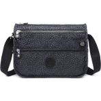 Smart Bags Çok Cepli Günlük Orta Boy Su Geçirmez Krınkıl Kumaş Kadın Omuz Çantası Puantiye Siyah