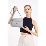 Smart Bags Gri Kadın Omuz Çantası Hafif Kumaş Çok Cepli Çapraz Uzun Askılı - Standart