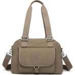 Smart Bags Orta Boy Çok Cepli Su Geçirmez Hafif Krınkıl Kumaş Kadın Omuz Çantası Açık Kahve