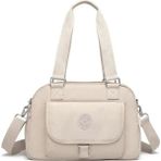Smart Bags Orta Boy Çok Cepli Su Geçirmez Hafif Krınkıl Kumaş Kadın Omuz Çantası Bej