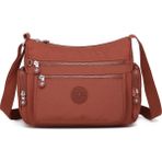 Smart Bags Orta Boy Çok Cepli Su Geçirmez Krınkıl Kumaş Kadın Omuz Çantası Kiremit