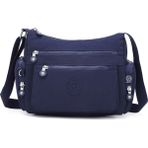 Smart Bags Orta Boy Çok Cepli Su Geçirmez Krınkıl Kumaş Kadın Omuz Çantası Lacivert