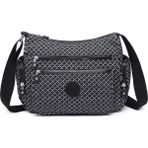 Smart Bags Orta Boy Çok Cepli Su Geçirmez Krınkıl Kumaş Kadın Omuz Çantası Siyah/beyaz