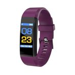 Smart Band Fitness, adım sayacı, kalp frekansı, kan basıncı, uyku monitörü, kalori, akıllı telefon bildirimleri, fitness uygulaması, IP67, spor modu, 10 gün bekleme, Bluetooth, çalar saat (mor)