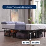 Smart Base Çift Kişilik Katlanır Metal Karyola - Siyah - 140 x 200 cm