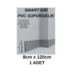 Smart Gri Süpürgelik Suya Neme Dayanıklı 8cmx120cm 1 Adet Pvc Parke Seramik Salon Mutfak Süpürgeliği Gri
