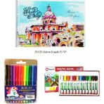 Smart Kids Rubenis Kırtasiye Boyama Seti 12 Parça Keçeli Kalem + Pastel Boya 25X35 15 Yp Defteri