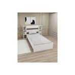 Smart Raflı Kitaplıklı Tek Kişilik Karyola, Beyaz, 90X190
