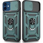 Smart Tech Apple iPhone 12 Uyumlu Kızaklı Kamera Korumalı Tank Kılıf - Yeşil