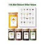 Smartad 110 Adet Baharat Bakliyat Kuruyemiş Kavanoz Etiketi Sticker 4X6Cm