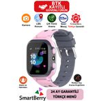 Smartberry Çocuk Konum Takipli Sim Kart Girişli Lbs Ve Sos Özellikli Akıllı Saat - Pembe