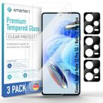 smartect Cam Ekran Koruyucu [3 + 3 Parça, Ultra Şeffaf] Xiaomi Redmi Note 12 Pro 5G / 12 Pro Plus için, Ekran + Kamera, HD Koruyucu Film Çizilmez, Kabarcıksız, 9H Sertlik, Ultra Dayanıklı