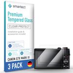 SmarTect Koruyucu cam [3 adet, şeffaf] Canon G7X Mark III ile uyumlu, HD koruyucu folyo, çizilmez, kabarcıksız, 9H sertlik, 0,3 mm ultra şeffaf, ultra dayanıklı