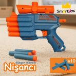 Smartfox Nişancı Dart Atan 4 Ağızlı Sünger Mermili Oyuncak Silah 21 cm