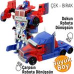 Smartfox Optimus Prime Çek Bırak Robota Dönüşen Tır Oyuncak 15 cm Çocuklar İçin Eğlenceli