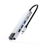 smartgift be generous to your lovers 6 Port USB Hub 3.0 Type C giriş Ethernet/HDMI Dönüştürücü Çoklayıcı Çoğaltıcı (GÜMÜŞ)