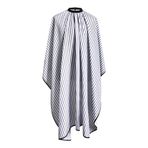 SMARTHAIR Profesyonel Salon Pelerini Polyester Berber Pelerini Saç Kesim Pelerin, 144,8 cm x 169,7 cm, Siyah ve Beyaz Çizgili, C250023B-L