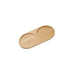 Smartizi 2 Bölmeli Oval Doğal Bambu Sunum Tabağı - 23x12 cm Yuvarlak Hatlı Çerezlik, Sosluk ve Kahvaltılık