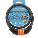 Smartizi 4 Haneli Şifreli Bisiklet Kilidi (80 cm) - Çelik Halatlı Güvenlik Kilidi Motosiklet ve Bisiklet İçin