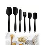 Smartizi 6'lı Siyah Yanmaz Yapışmaz Silikon Spatula ve Fırça Seti (En Büyüğü 27 cm) - Çizmez Isıya Dayanıklı BPA İçermeyen Mutfak Seti