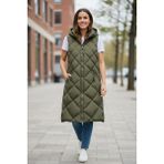 smartjest Kapitone Uzun Kadın Yelek yeşil 2XL