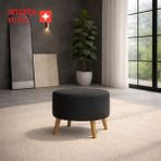Smarto Relax Ayaklı Yuvarlak Puf – Babyface Kumaş (Çap 45 cm × Yükseklik 40 Cm) - Siyah