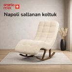 Smarto Relax Dinlenme Koltuğu Napoli 2 Serisi, – Sallanan Ergonomik Tasarım, Teddy/Şönil Kumaş, Modern Dekoratif Tekli Koltuk (Salon/Oturma Odası)(Ekru)