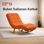 Smarto Relax Dinlenme Koltuğu –, Sallanan Ergonomik, Teddy Kumaş, Modern Dekoratif Tekli Koltuk (Salon/oturma Odası) (Turuncu)