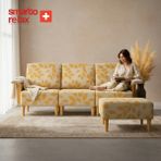 Smarto Relax Modüler Köşe Koltuk Takımı 270 cm (3’lü Koltuk + Puf) – Kolçaklı, Ahşap Iskelet, Polyester Kumaş, Ahşap Ayaklı – 4 Renk - Bej - Kahverengi
