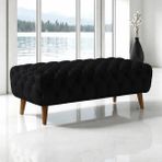 Smarto Relax Swiss Style Puf Adelboden Kapitone Puf,baby face Polyester Kaplama,Ahşap Ayaklı 100x50x45 cm Kapitone Puf,Ayaklı(siyah)