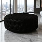 Smarto Relax Swiss Style Puf Evolene Ayaksız Kapitoneli baby face Dekoratif 100x45 cm Ayaksız Kapitoneli Dekoratif puf(Siyah)
