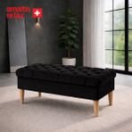 Smarto Relax Swiss Style Puf Mürren Ayaklı Kapitoneli Dekoratif 100x50x45 cm puf Ayaklı Kapitoneli Dekoratif puf(Siyah)