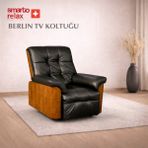 Smarto Relax Tv Koltuğu Berjer – Berlin Serisi, Elektrikli Kademeli Sırt Dayama, Ergonomik Tasarım,gerçek Deri , Dekoratif Tekli Koltuk (Salon/oturma Odası) - Siyah