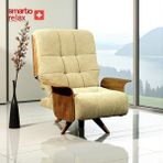 Smarto Relax TV Koltuğu Berjer – Genova Siena Serisi, Döner Mekanizmalı, Ergonomik Tasarım, Dekoratif Tekli Koltuk (Salon/Oturma Odası)(krem_kahverengi)