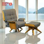 Smarto Relax TV Koltuğu Berjer – Genova Soft Serisi (Berjer + Puf), Döner Mekanizmalı, Manuel Sırt Dayama, Ergonomik Tasarım, Dekoratif Tekli Koltuk (Salon/Oturma Odası) - Gri - Siyah