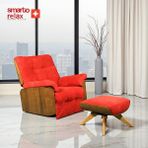 Smarto Relax TV Koltuğu Berjer – Madrid Serisi, Elektrikli Kademeli Ergonomik Tasarım, kirmizi Deri Döşeme, USB Şarj, Doğal Ahşap Panel, Kontrol Panelli, Dekoratif Tekli Koltuk (Salon/Oturma Odasi) - Kırmızı