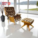 Smarto Relax TV Koltuğu Berjer (Siyah/Altın) – Genova Bella (Berjer + Puf), Sabit Mekanizmasız, Ergonomik, Dekoratif Tekli Koltuk (Salon/Oturma Odası) - Kahverengi - Bej