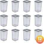 Smartware 12'Li Set Skali Kare Saklama Kabı Antrasit 1440 ML