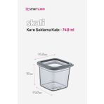 Smartware 12'Li Set Skali Kare Saklama Kabı Antrasit 740 Ml
