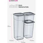 Smartware 2'li Set Skali Kare Saklama Kabı Antrasit (2'şer Adet 740 Ml, 1440 Ml, 2350 Ml)