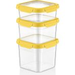 Smartware 3'lü Set Loxo Sızdırmaz Saklama Kabı 700 -1000-1500 ml - 1 lt - Sarı